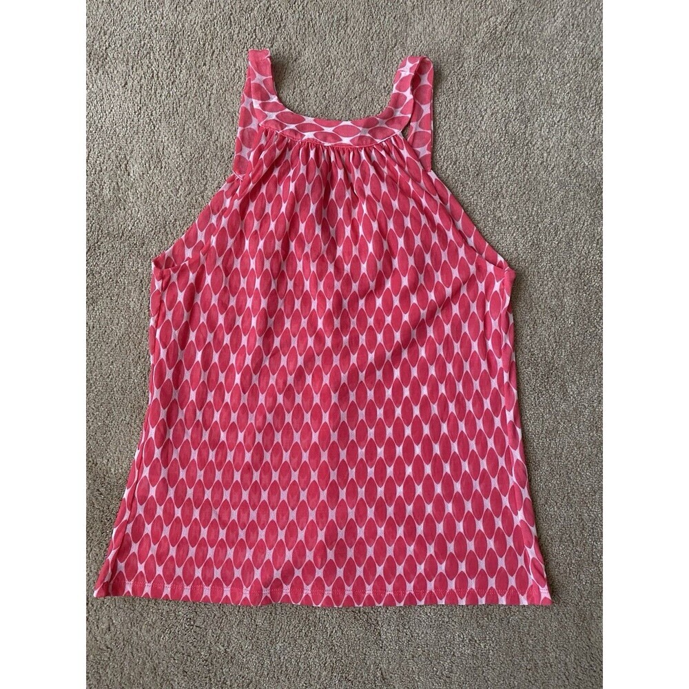 New York & Company Sleeveless Blouse Coral White Geometric Pattern Size M - Picture 7 of 9